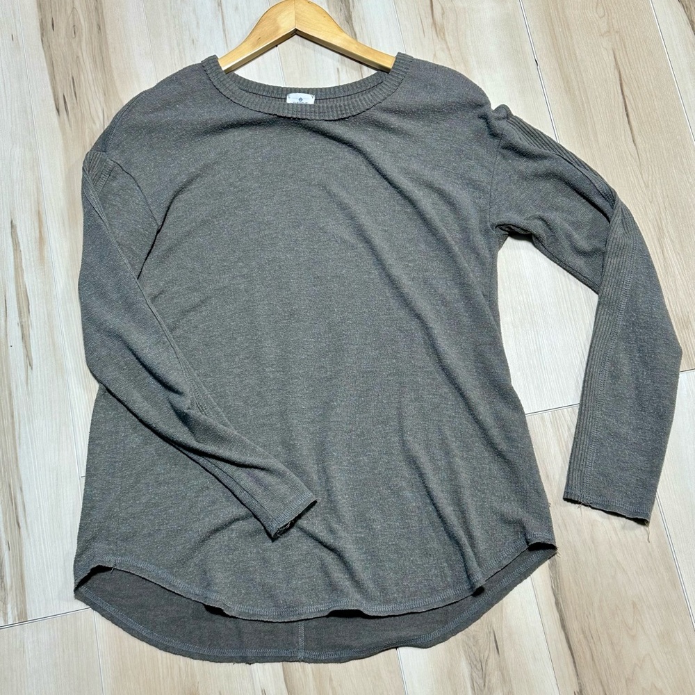 Michael Stars Long Sleeve Knit Top in Olive Gray